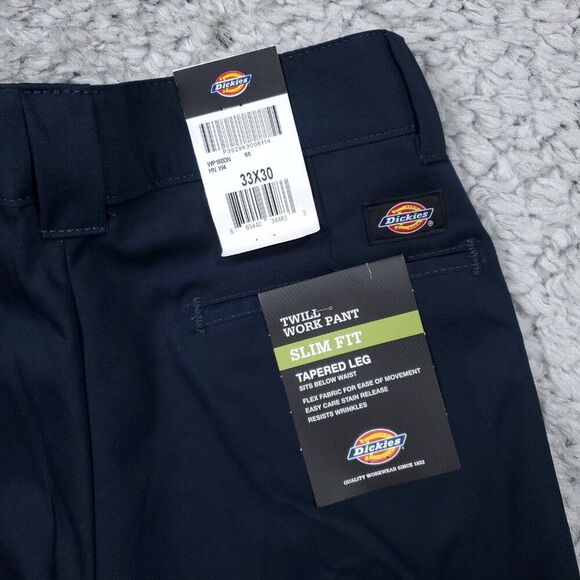 Dickies Slim Fit Tapered Twill Flex Dark Blue Work Pants Men's Size 33 x 30 - Picture 6 of 8